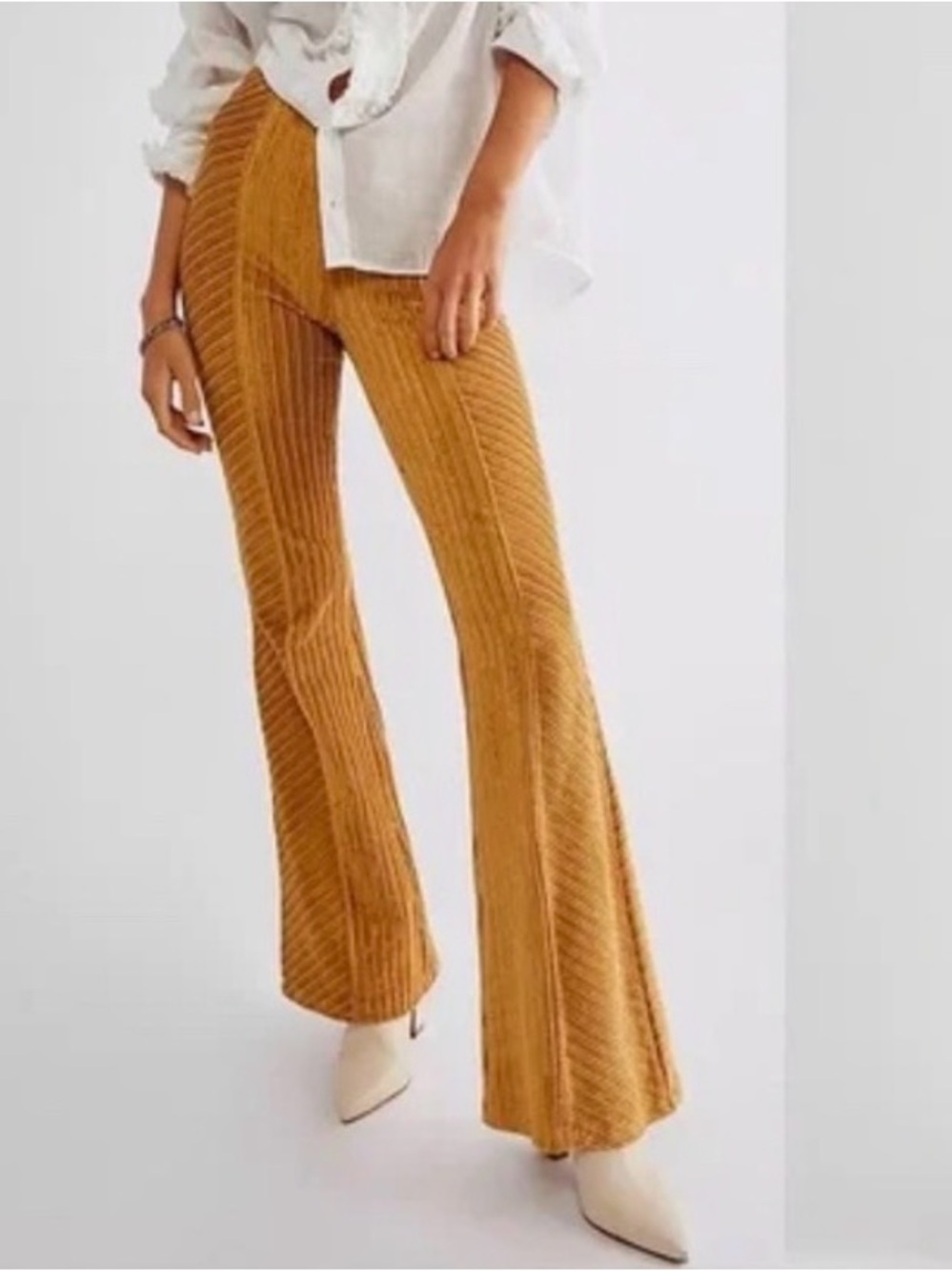 Free People Golden, Wide Leg Velvet Leggings Size Large